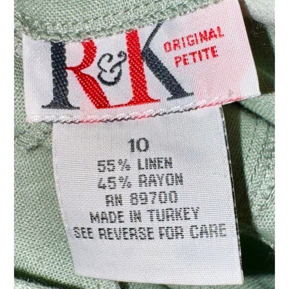 Vintage 90's R&K Linen Blend Overall Midi Dress Womens 10 Pineapple Green Y2K - Picture 7 of 9